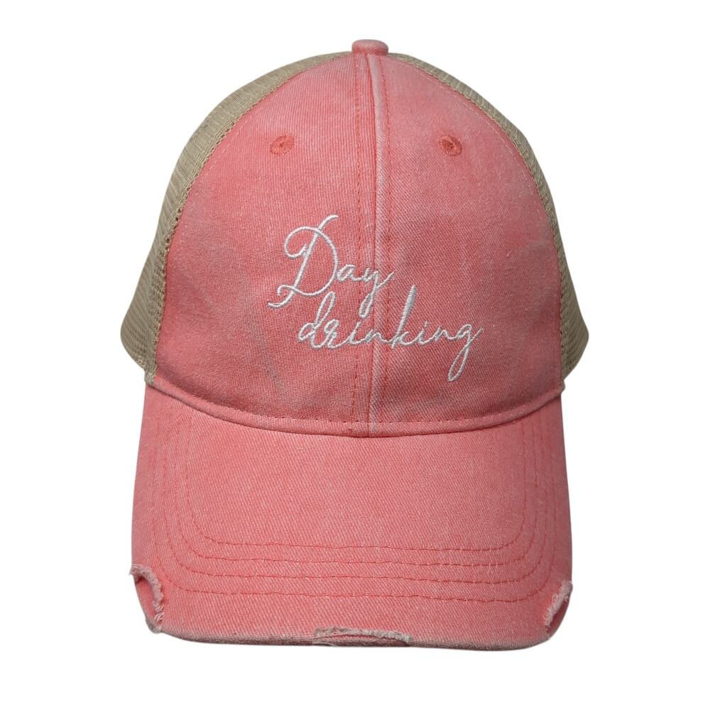 Day Drinking Trucker Hat Multicolor One Size Adjustable Distressed Mesh Back